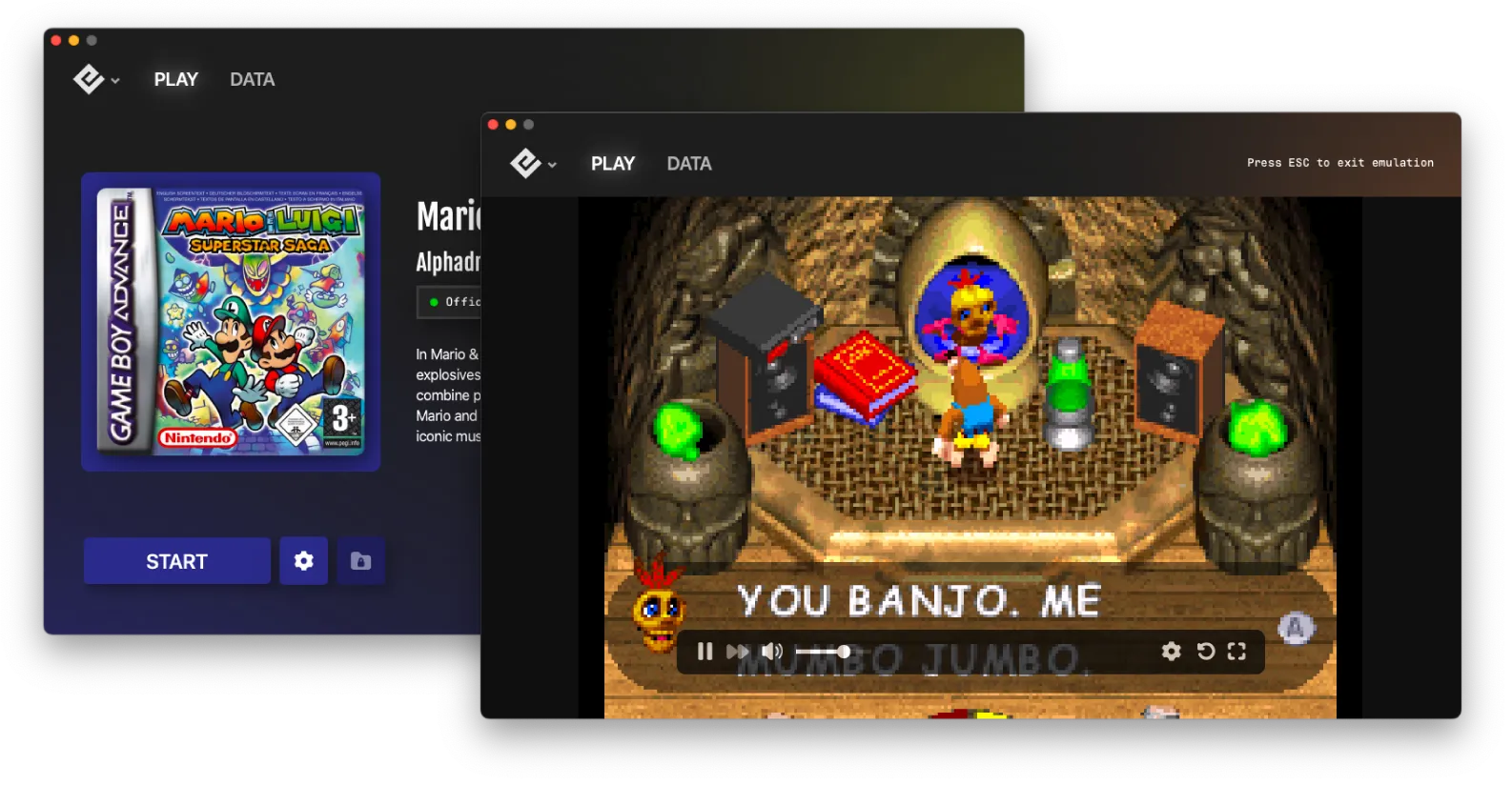 Screenshot of Playback software showing Game Boy games in a library interface